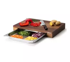 Duża deska kuchenna ze stalową szufladą Continenta drewno orzechowe